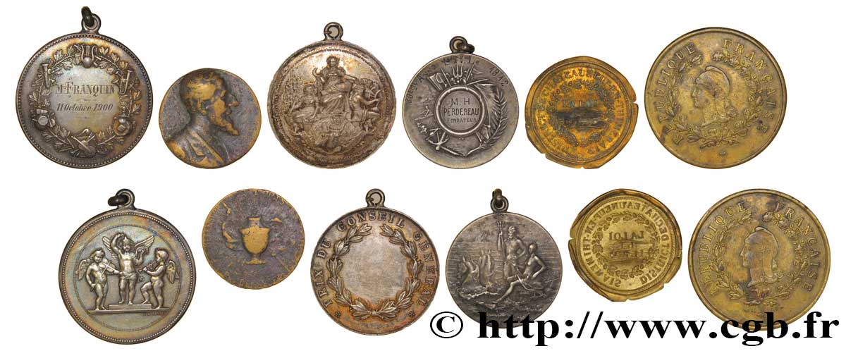 LOTS Lot de six jetons des XIXe et XXe siècle états et métaux divers 