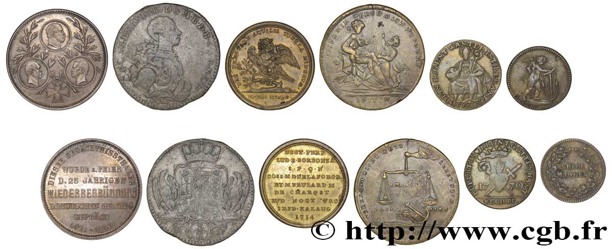 LOTS Lot de six jetons Allemagne états et métaux divers 
