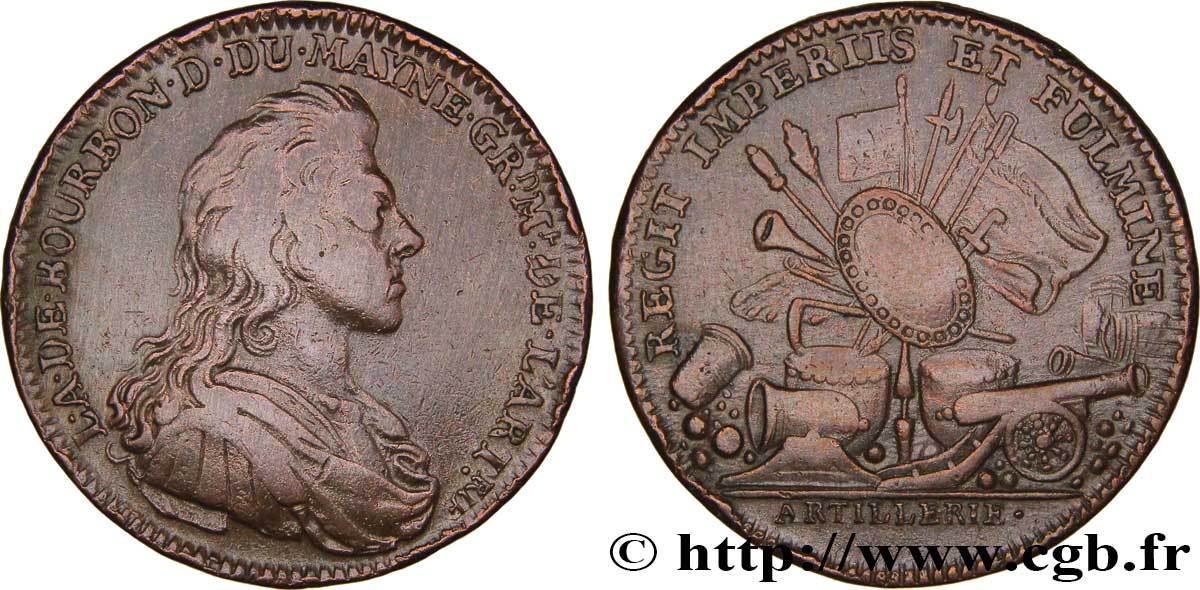 ARTILLERIE Jeton Br 26, Louis-Auguste de Bourbon, duc du Maine SS