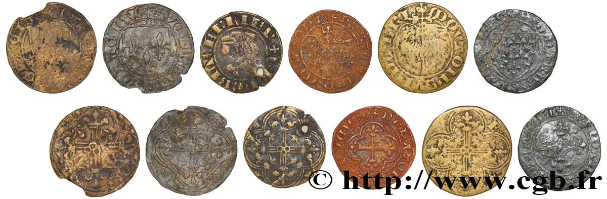 LOTTE Lot de six jetons du Moyen-Âge états et métaux divers 
