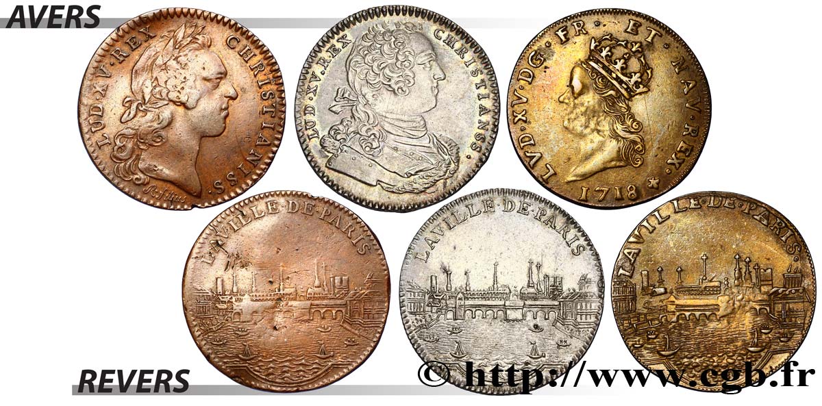 LOTS Lot de trois jetons Ville de Paris états et métaux divers 