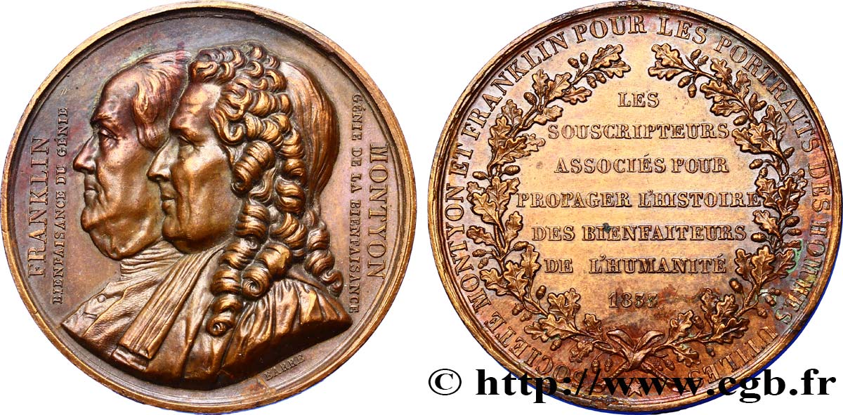 FRANC - MAÇONNERIE SOCIÉTÉ MONTYON ET FRANKLIN SUP