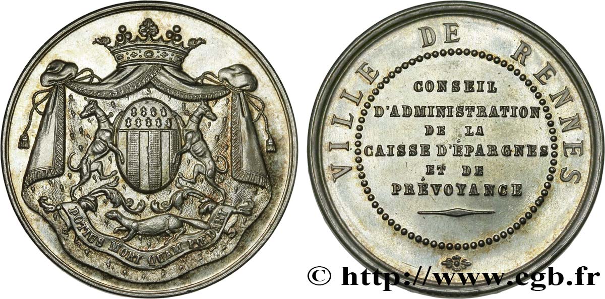 BRITTANY - MEDALS, TOKENS AND JETONS OF THE 19TH CENTURY Caisse d’épargne de Rennes MS