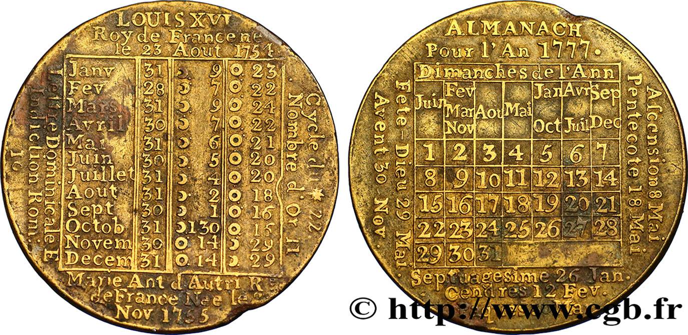 LOUIS XVI ALMANACH TB+