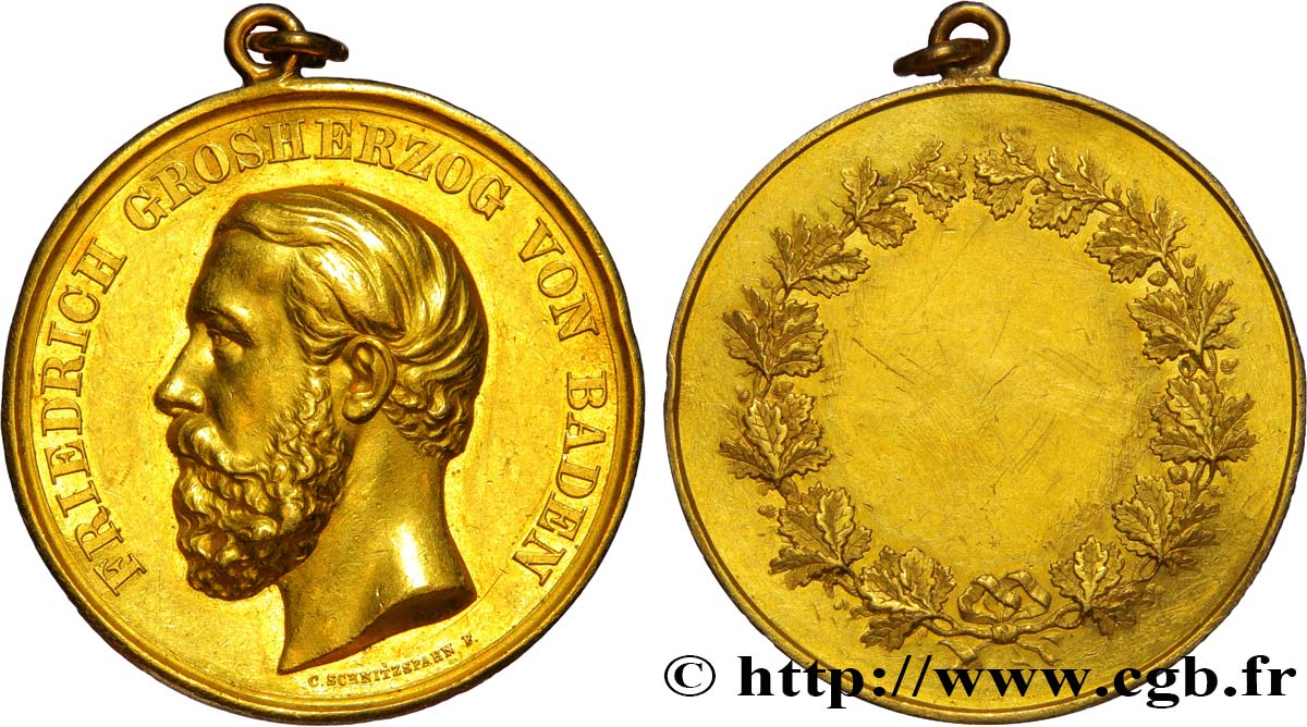 GERMANY - BADEN Médaille OR uniface Frédéric Ier XF