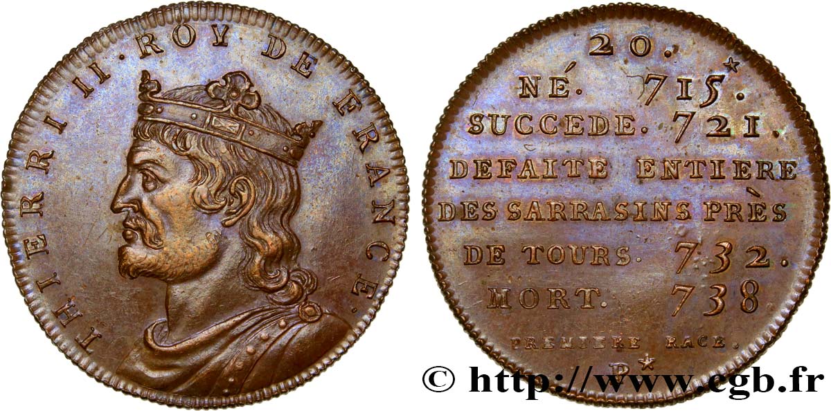 SÉRIE MÉTALLIQUE DES ROIS DE FRANCE Règne de THIERRI II - 20 - frappe Louis XVIII, lourde VZ