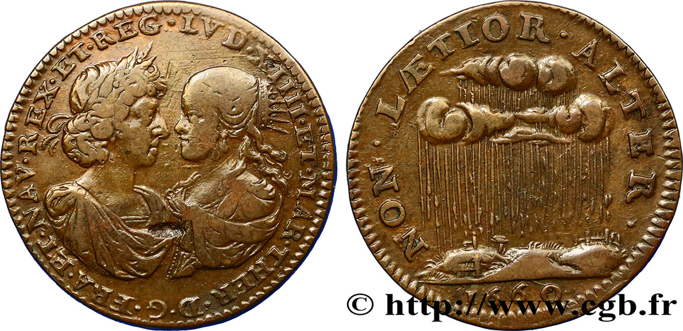 MARIE-THÉRÈSE D AUTRICHE Jeton Cu 25, mariage du roi VF