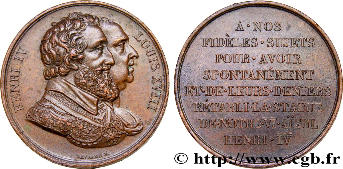 LUDWIG XVIII Rétablissement de la statue de Henri IV le 28 octobre 1817 VZ