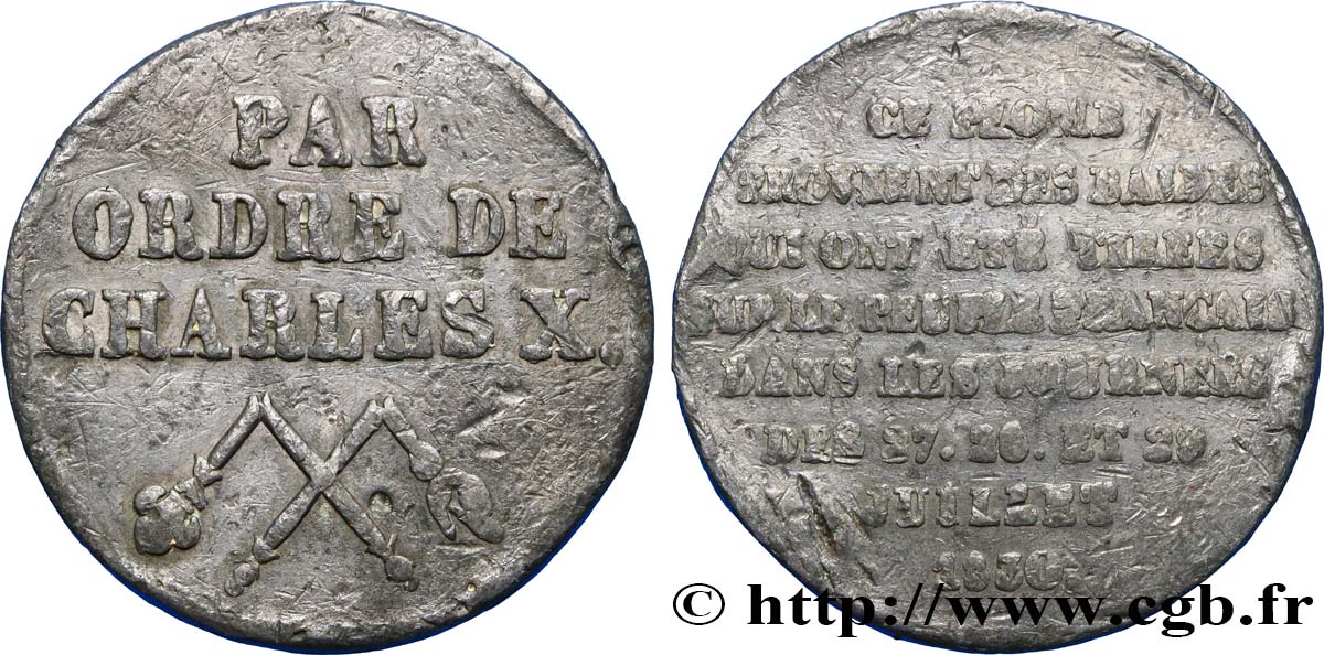 LOUIS-PHILIPPE - LES TROIS GLORIEUSES / THE THREE GLORIOUS DAYS Médaille politique commémorant les journées de juillet 1830 VF