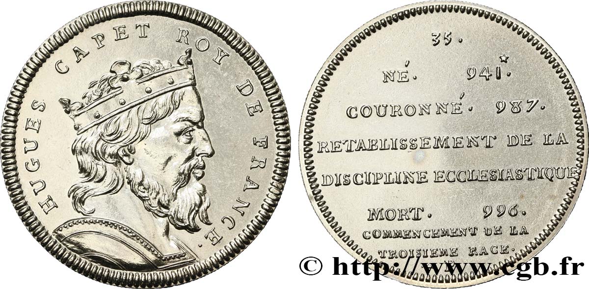 METALLIC SERIES OF THE KINGS OF FRANCE  Règne de HUGUES CAPET - 35 - refrappe ultra-moderne AU