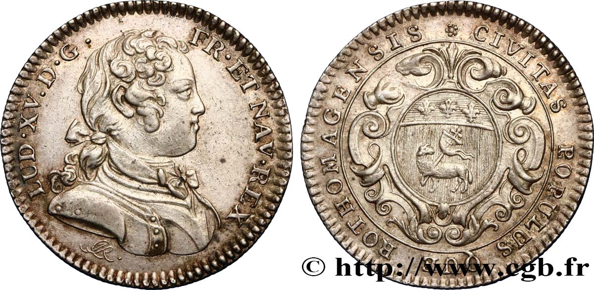 ROUEN (VILLE DE...) Jeton Ar 30, Louis XV TTB