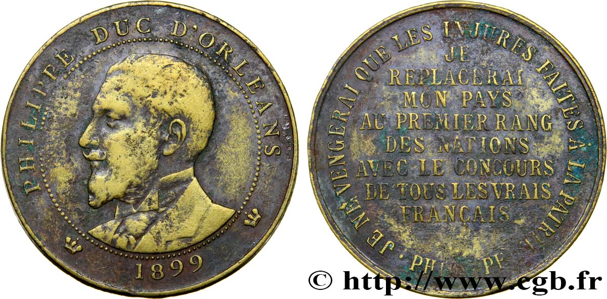 TROISIÈME RÉPUBLIQUE PHILIPPE DUC D’ORLÉANS, frappe monnaie module de 10 centimes BB
