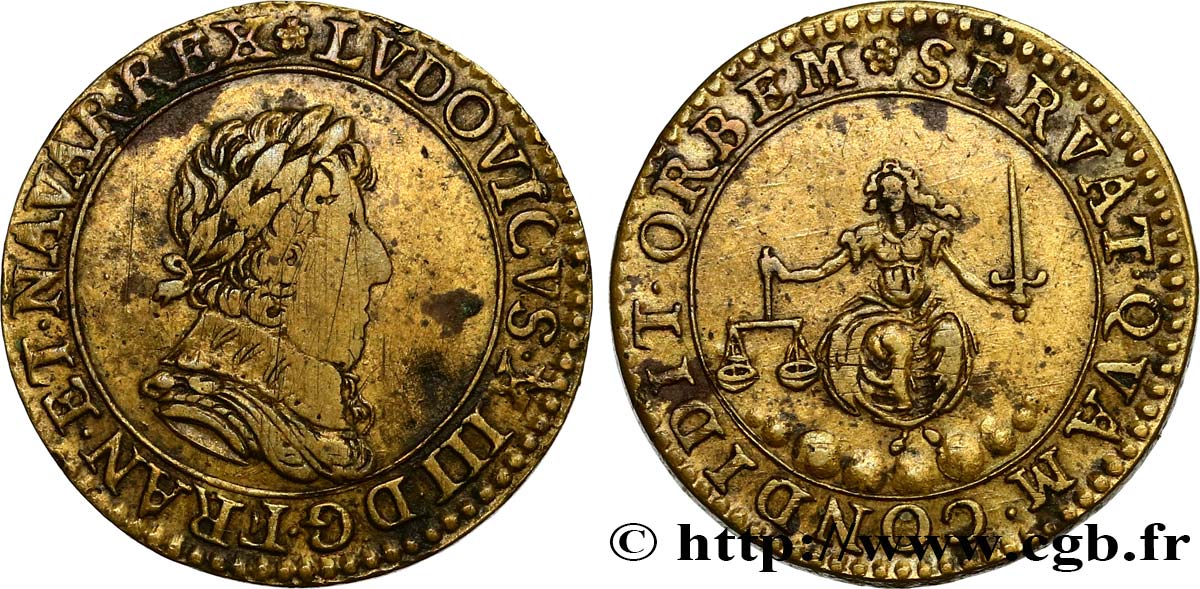 LOUIS XIII LE JUSTE LOUIS XIII , type double tournois TTB