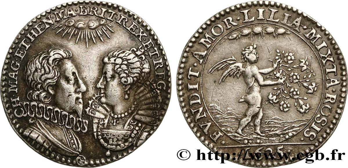 ENGLAND - KINGDOM OF ENGLAND - CHARLES I  Jeton AR 22, mariage de Charles Ier d’Angleterre et Henriette de France AU