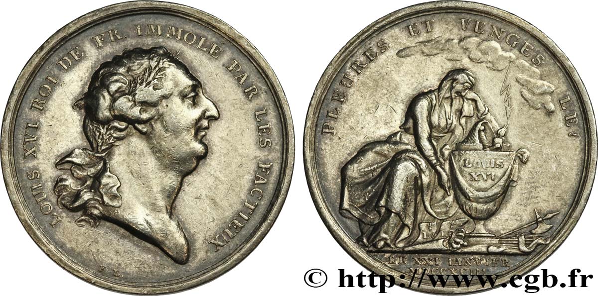 LOUIS XVI Jeton AR 30, dénonçant la mort du roi le 21 janvier 1793 q.SPL