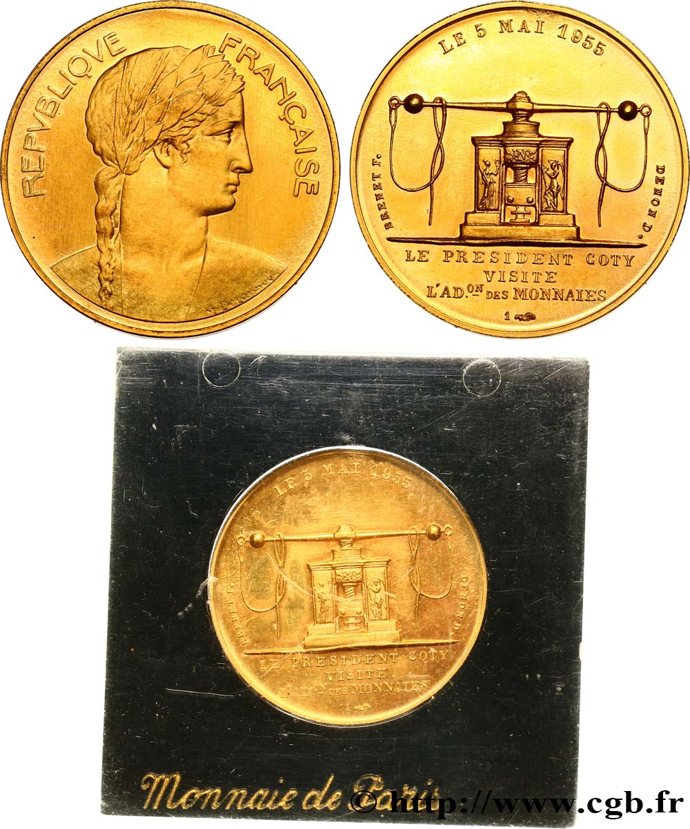 IV REPUBLIC Médaille de visite en or à la Monnaie de Paris par Delannoy MS65