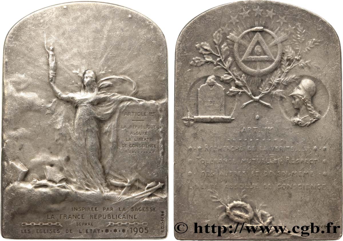 FRANC - MAÇONNERIE GRAND ORIENT DE FRANCE, plaquette TTB