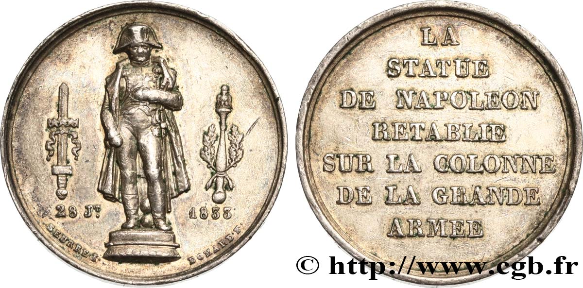 LUIS FELIPE I Médaille, statue de Napoléon Ier MBC