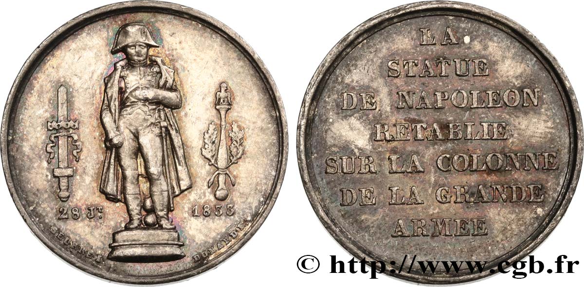 LUIGI FILIPPO I Médaille, statue de Napoléon Ier BB