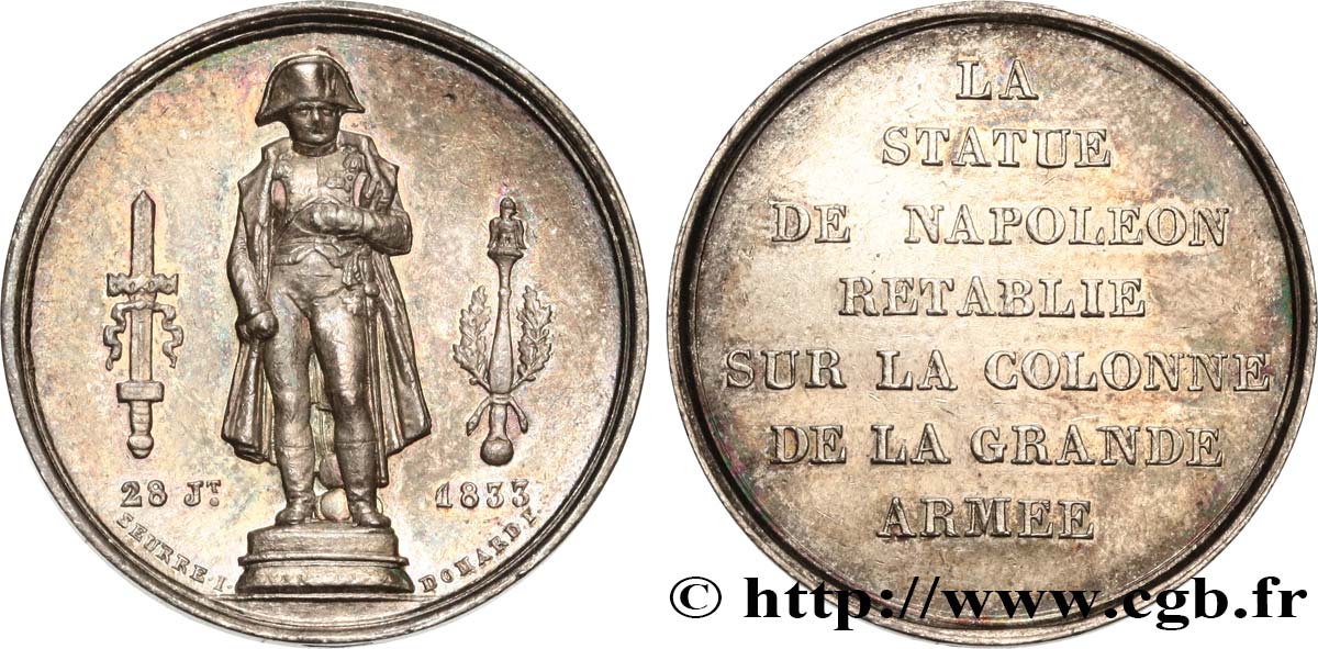 LUDWIG PHILIPP I Médaille, statue de Napoléon Ier VZ