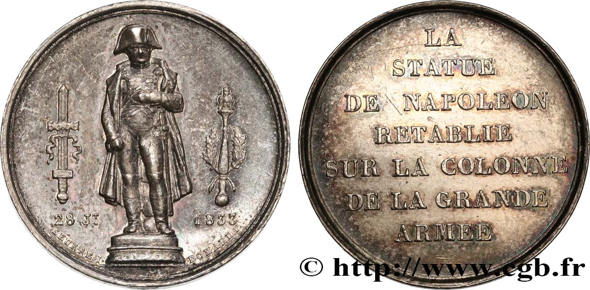 LUIGI FILIPPO I Médaille, statue de Napoléon Ier SPL