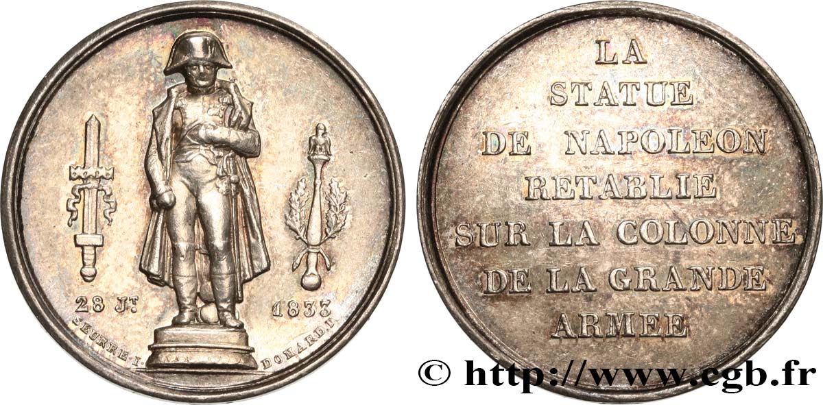 LOUIS-PHILIPPE I Médaille, statue de Napoléon Ier AU