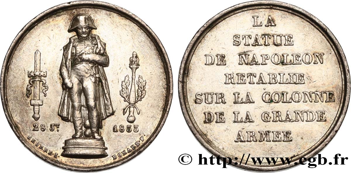 LUDWIG PHILIPP I Médaille, statue de Napoléon Ier SS