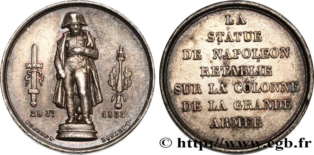 LUIS FELIPE I Médaille, statue de Napoléon Ier MBC