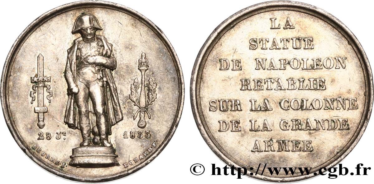 LUDWIG PHILIPP I Médaille, statue de Napoléon Ier SS