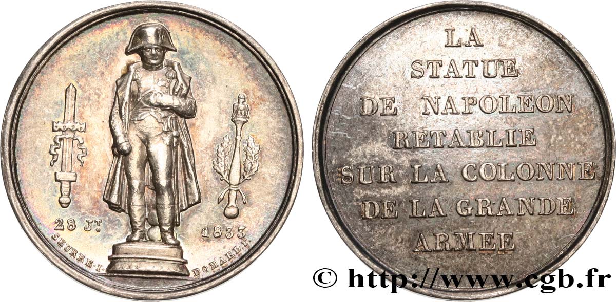 LOUIS-PHILIPPE Ier Médaille, statue de Napoléon Ier SUP