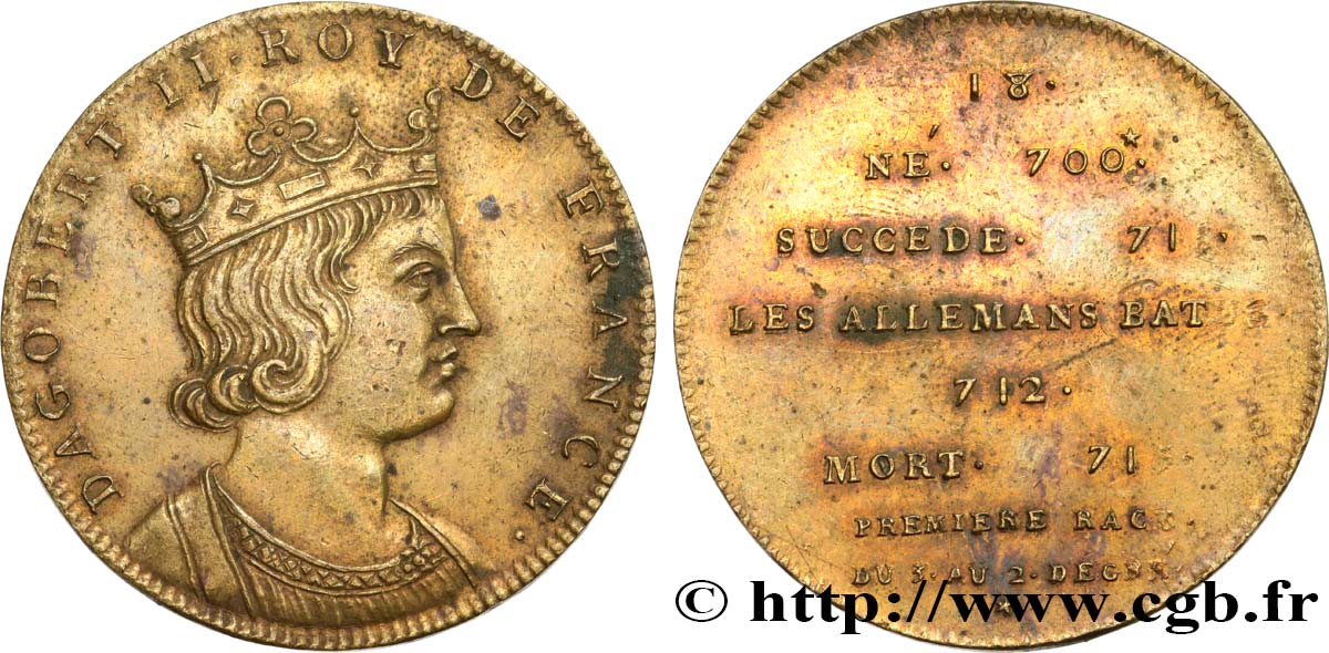 METALLIC SERIES OF THE KINGS OF FRANCE  Règne de DAGOBERT III - 18 - Émission de Louis XVIII AU