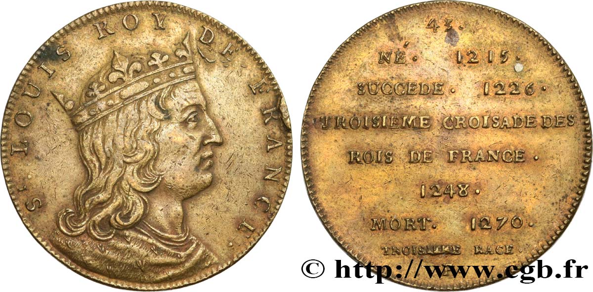SÉRIE MÉTALLIQUE DES ROIS DE FRANCE Règne de LOUIS IX Saint Louis - 43 - Émission de Louis XVIII TTB+
