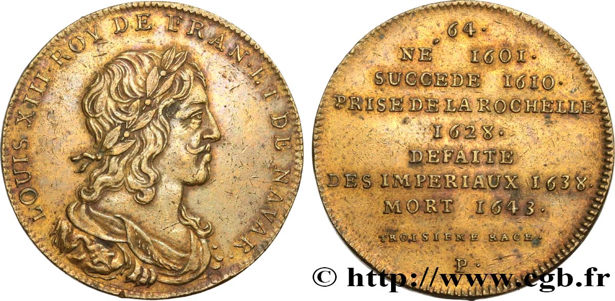 METALLIC SERIES OF THE KINGS OF FRANCE  Règne de LOUIS XIII - 64 - Émission de Louis XVIII XF