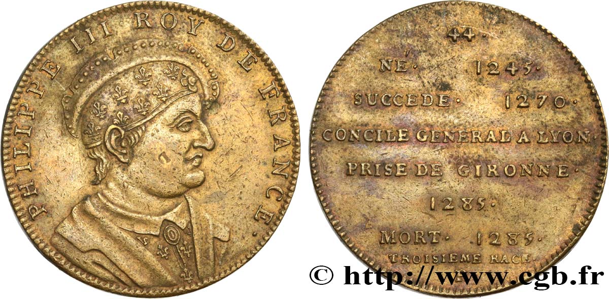 SÉRIE MÉTALLIQUE DES ROIS DE FRANCE Règne de PHILIPPE III - 44 - Émission de Louis XVIII TTB