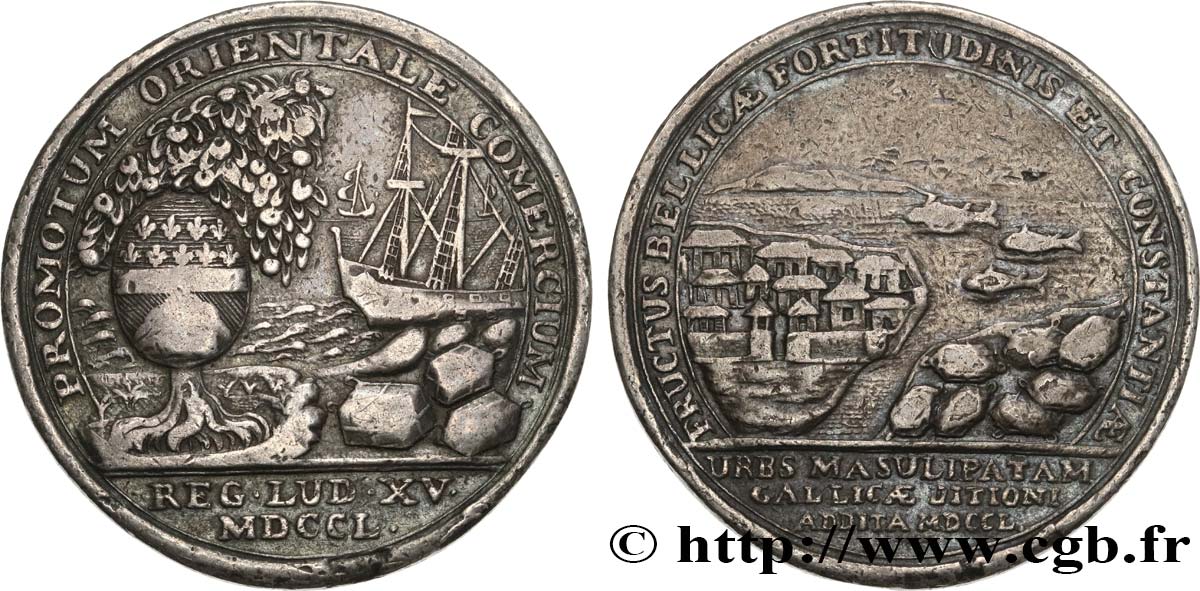 COLONIES GÉNÉRALES - Louis XV Medaille de la Compagnie Générale des Indes TB