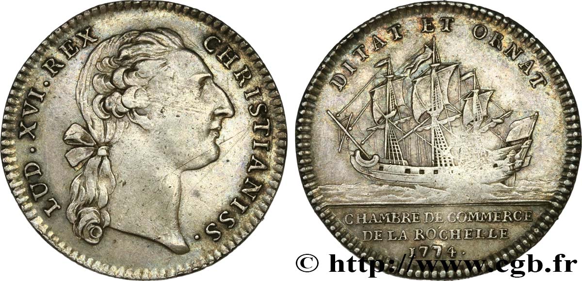 CHAMBERS OF COMMERCE La Rochelle (Louis XVI), coin modifié XF