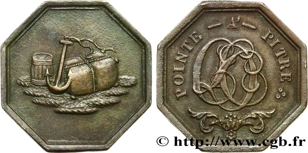 FRENCH COLONIES - Charles X, for Martinique and Guadeloupe CERCLE DU COMMERCE A POINT-A-PITRE - 1/2 GOURDE AU