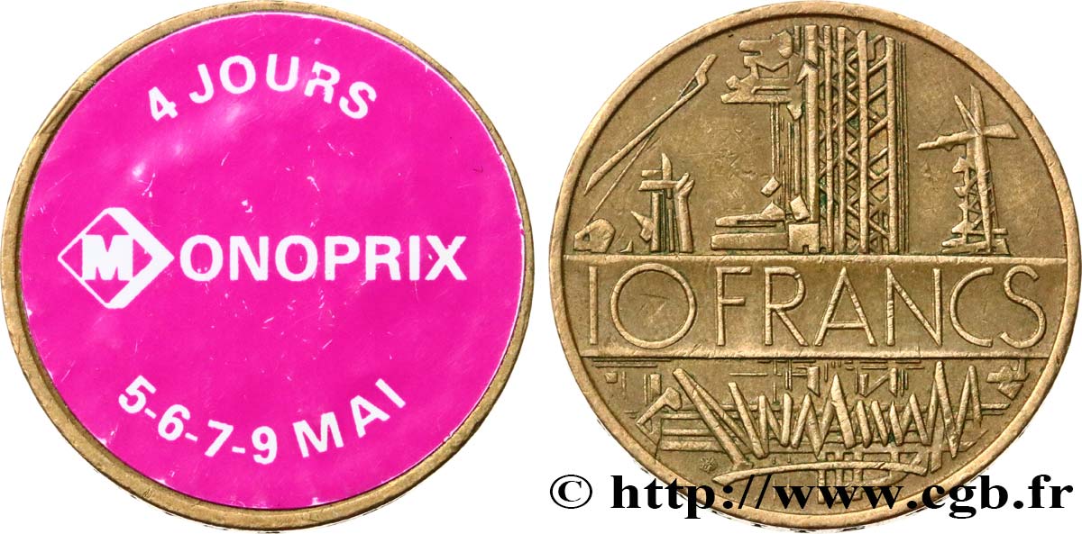 PUBLICITÉ ET JETONS PUBLICITAIRES 10 francs Mathieu, MONOPRIX TTB