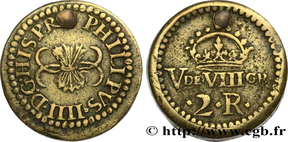 SPAIN (KINGDOM OF) - MONETARY WEIGHT - PHILIP IV OF SPAIN Poids monétaire pour la pièce de deux réals XF