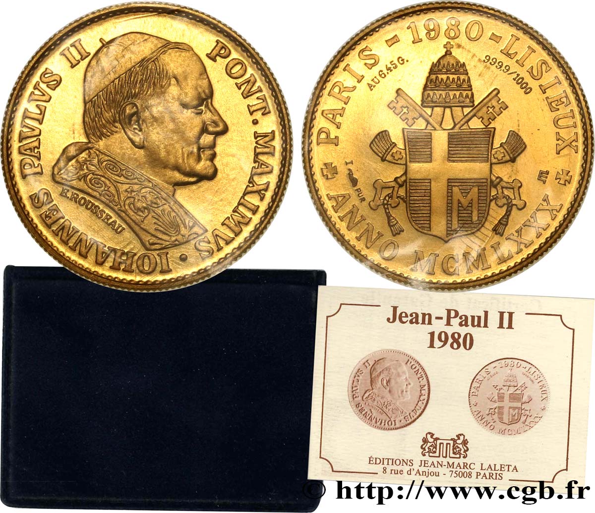 JEAN-PAUL II (Karol Wojtyla) Médaille module 20 Francs or, visite en France de Jean-Paul II MS