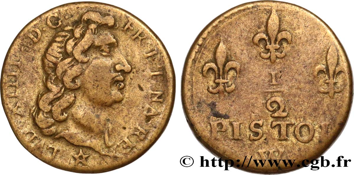 LOUIS XIII AND LOUIS XIV - COIN WEIGHT Poids monétaire pour le demi louis d’or aux huit L XF