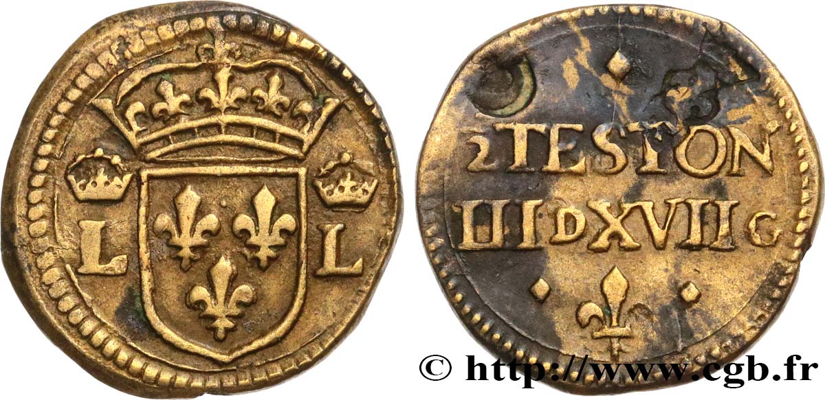 LOUIS XII TO HENRI III - COIN WEIGHT Poids monétaire pour le demi-teston XF