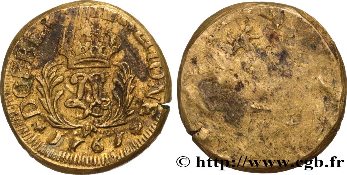 LOUIS XV  THE WELL-BELOVED  Poids monétaire pour le louis d’or dit “Mirliton” VF