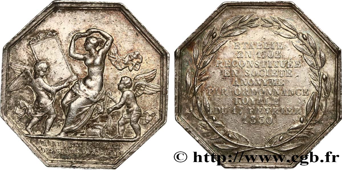 Médaille En Bronze Saint Gobain, Manufacture Royale Des Glaces, 1965 - Objet Décoratif