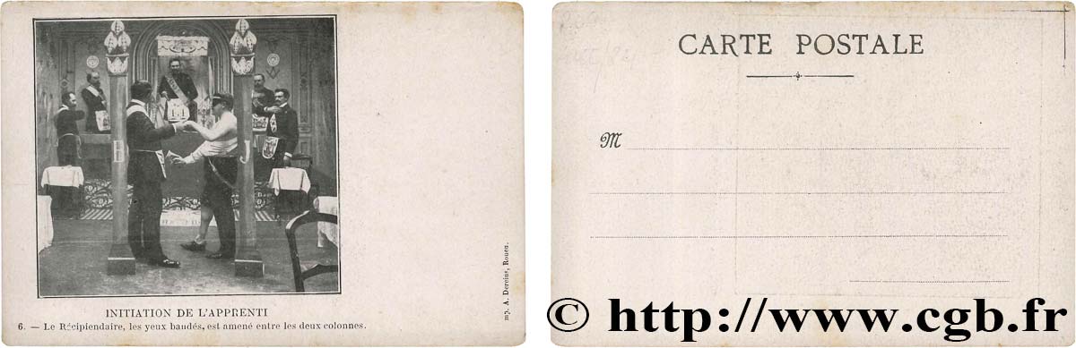 FRANC - MAÇONNERIE carte postale satirique - INITIATION DE L’APPRENTI TTB