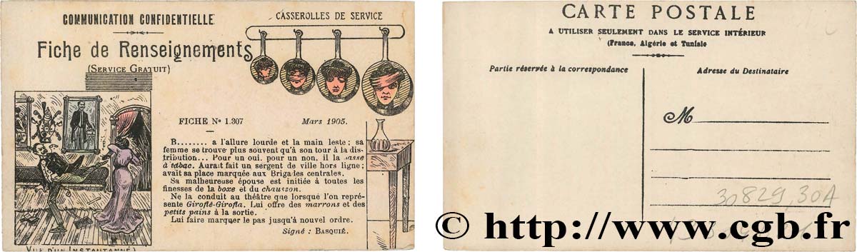 FRANC-MAÇONNERIE - PARIS carte postale satirique MS