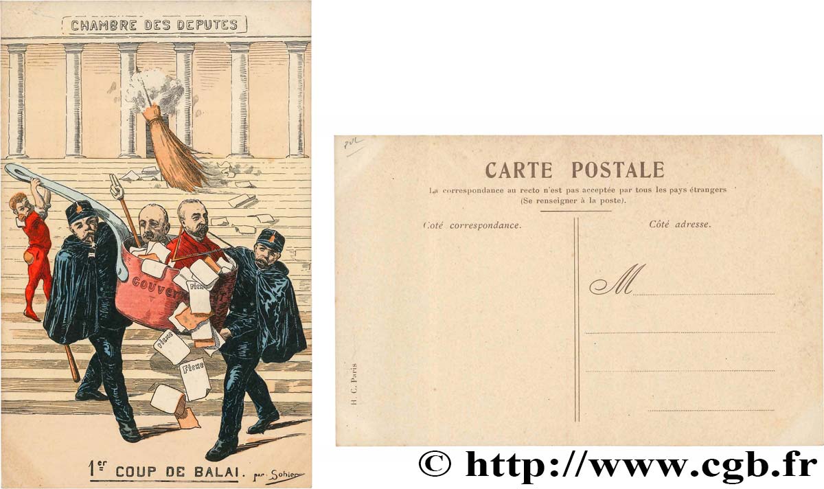FRANC-MAÇONNERIE - PARIS carte postale couleurs satirique VZ