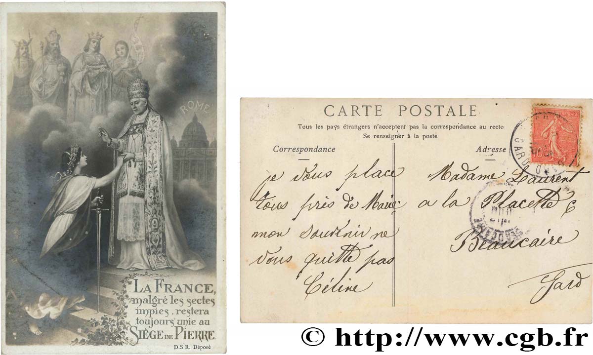 Freemasonry Carte Postale Opposition Cathoique Nd Fjt Jetons