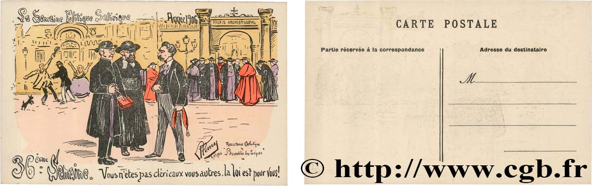 FRANC-MAÇONNERIE - PARIS carte postale couleurs satirique MS