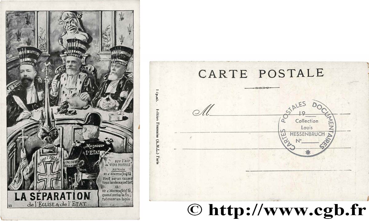 FREEMASONRY carte postale, avec cachet Collection Louis HESSENBRUCH MS